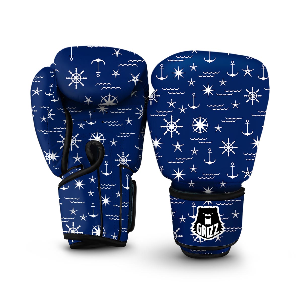 Print Pattern Anchor Nautical Boxing Gloves-grizzshop