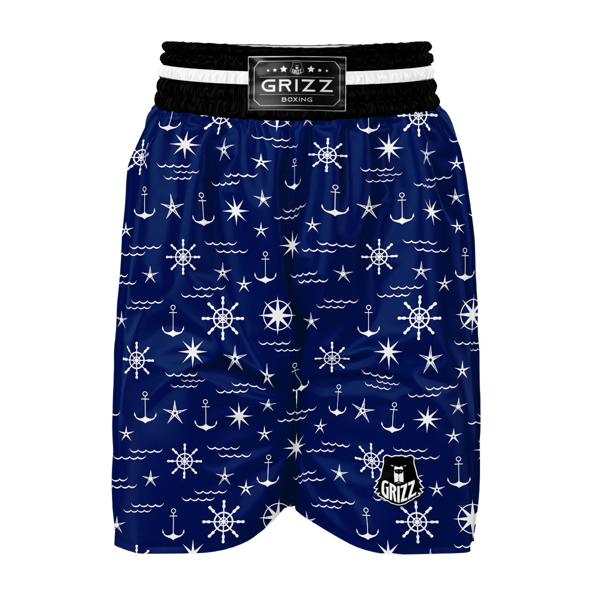 Print Pattern Anchor Nautical Boxing Shorts-grizzshop