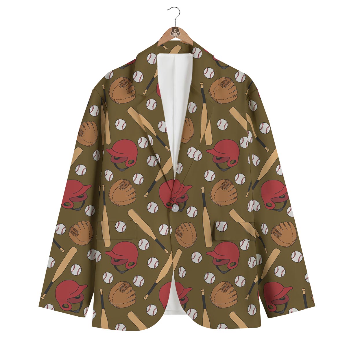 Print Pattern Baseball Men's Blazer-grizzshop
