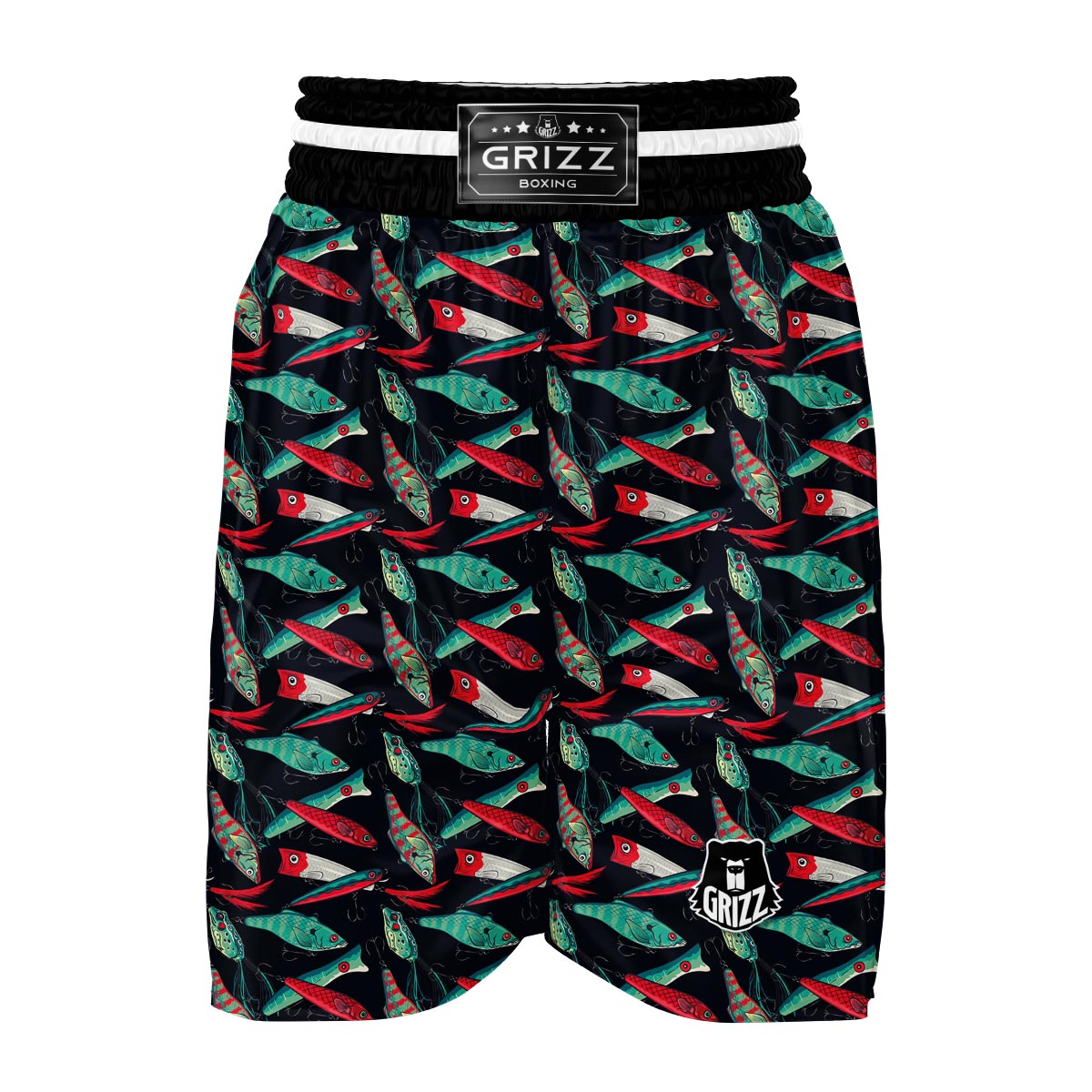 Print Pattern Bass Fishing Bait Boxing Shorts-grizzshop