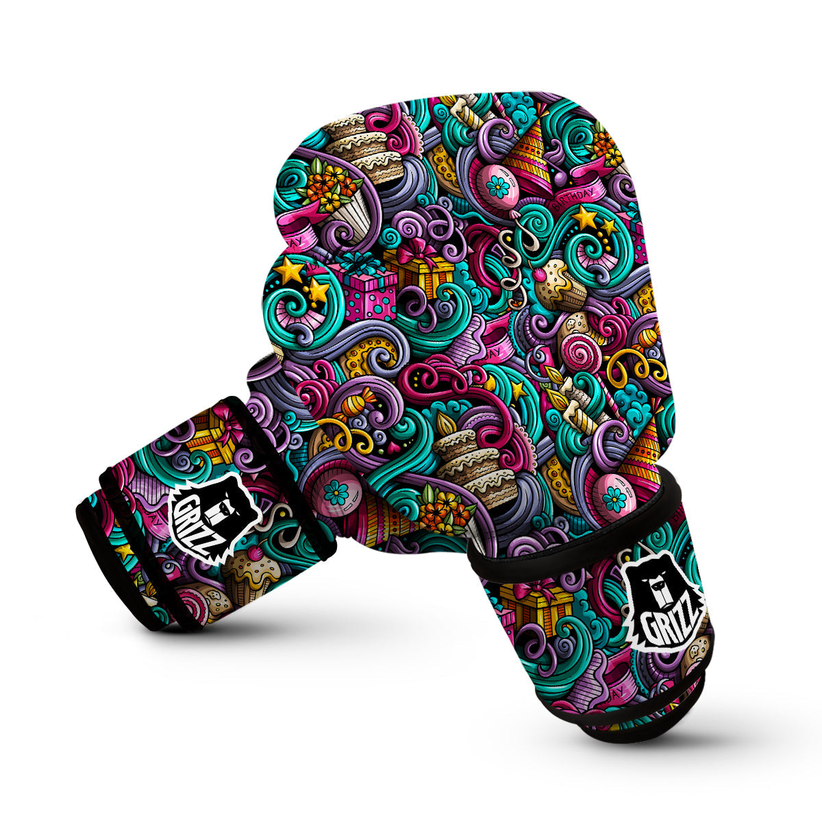 Print Pattern Birthday Boxing Gloves-grizzshop