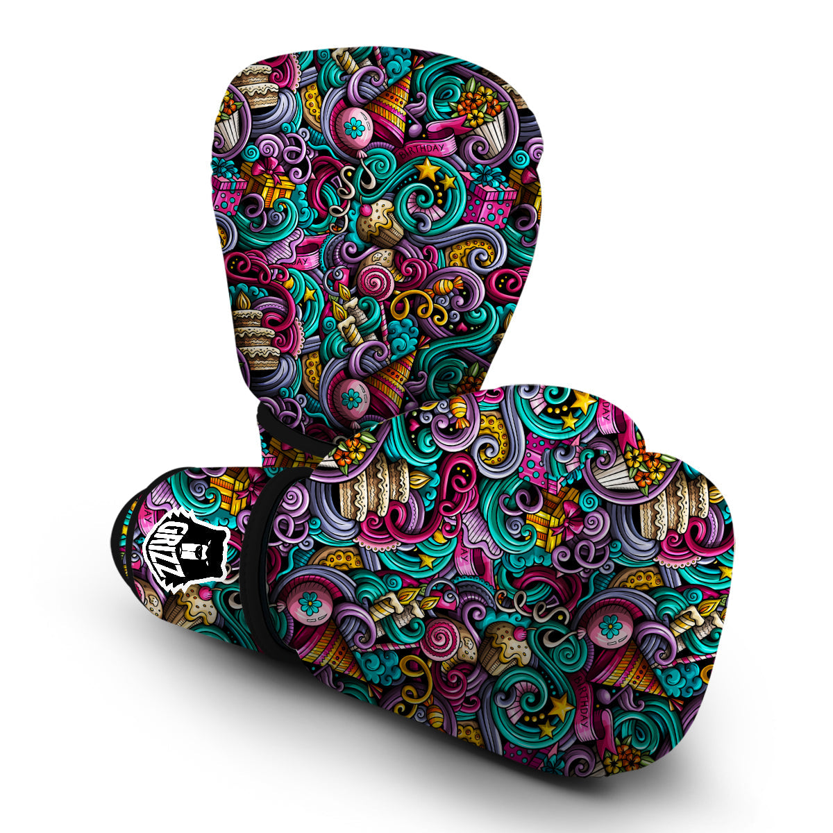 Print Pattern Birthday Boxing Gloves-grizzshop