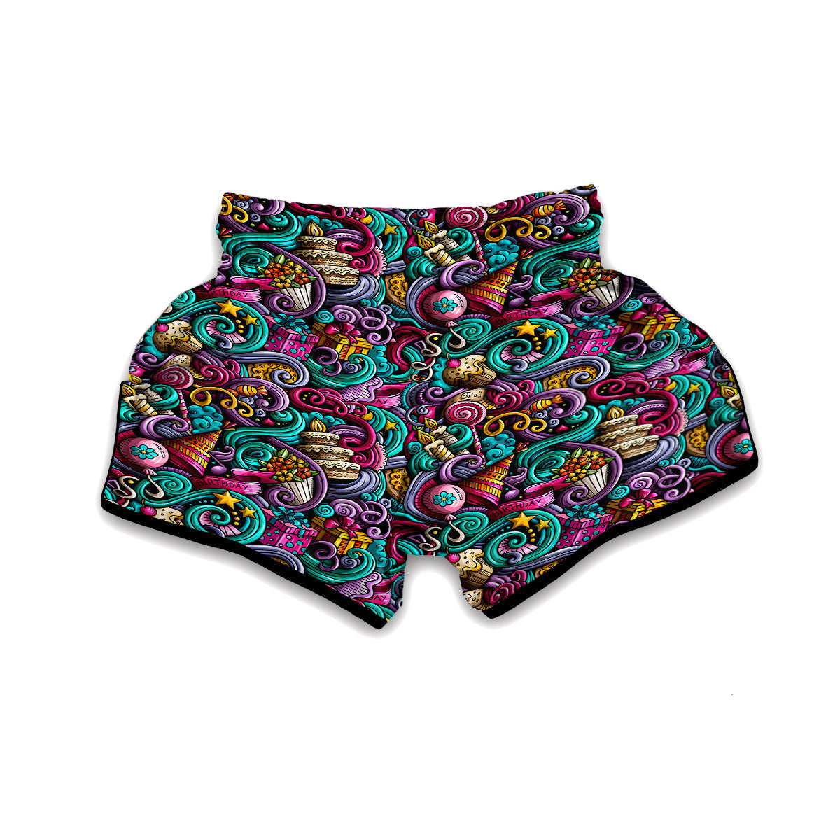 Print Pattern Birthday Muay Thai Boxing Shorts-grizzshop