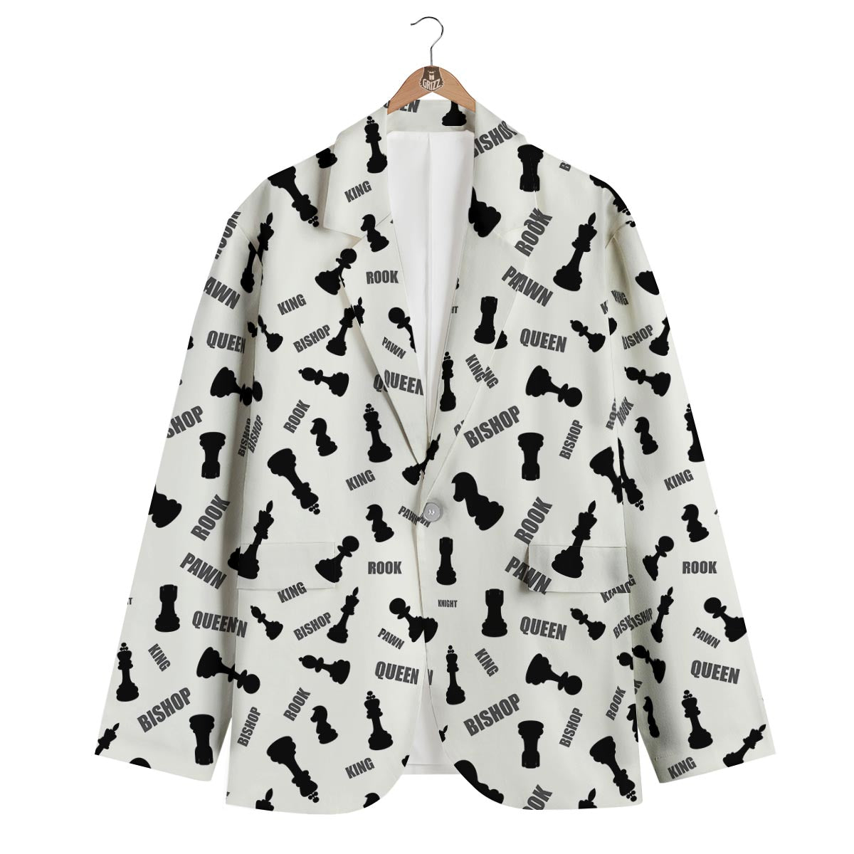 Print Pattern Chess Men's Blazer-grizzshop