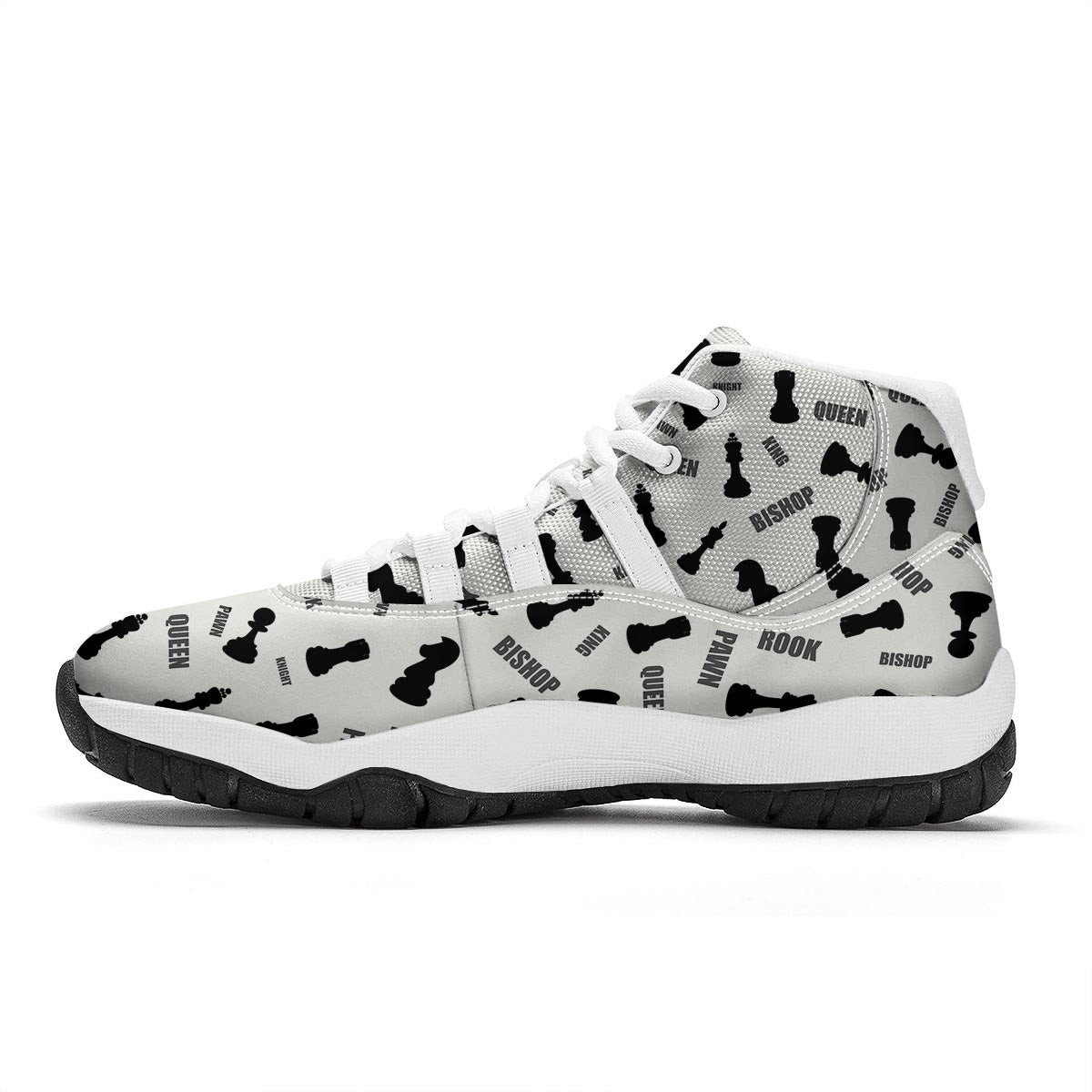 Print Pattern Chess White Bball Shoes-grizzshop