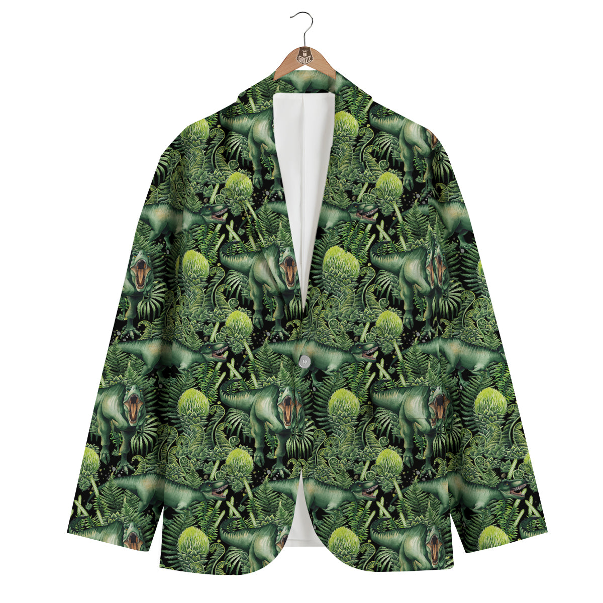 Print Pattern Dinosaur T rex Men's Blazer-grizzshop