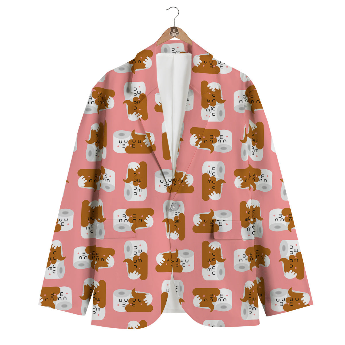 Print Pattern Emoji Poop Men's Blazer-grizzshop