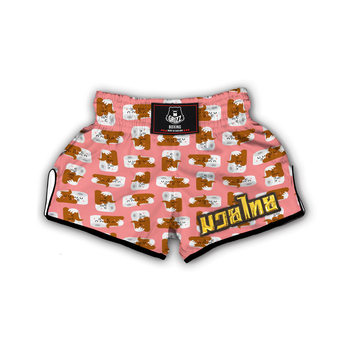 Print Pattern Emoji Poop Muay Thai Boxing Shorts-grizzshop