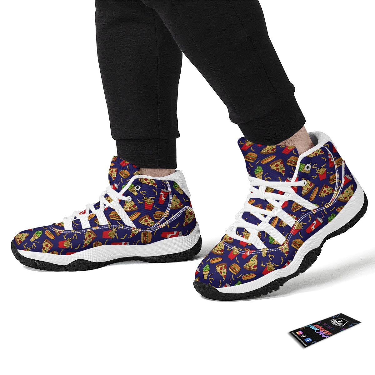 Print Pattern Fastfood White Bball Shoes-grizzshop