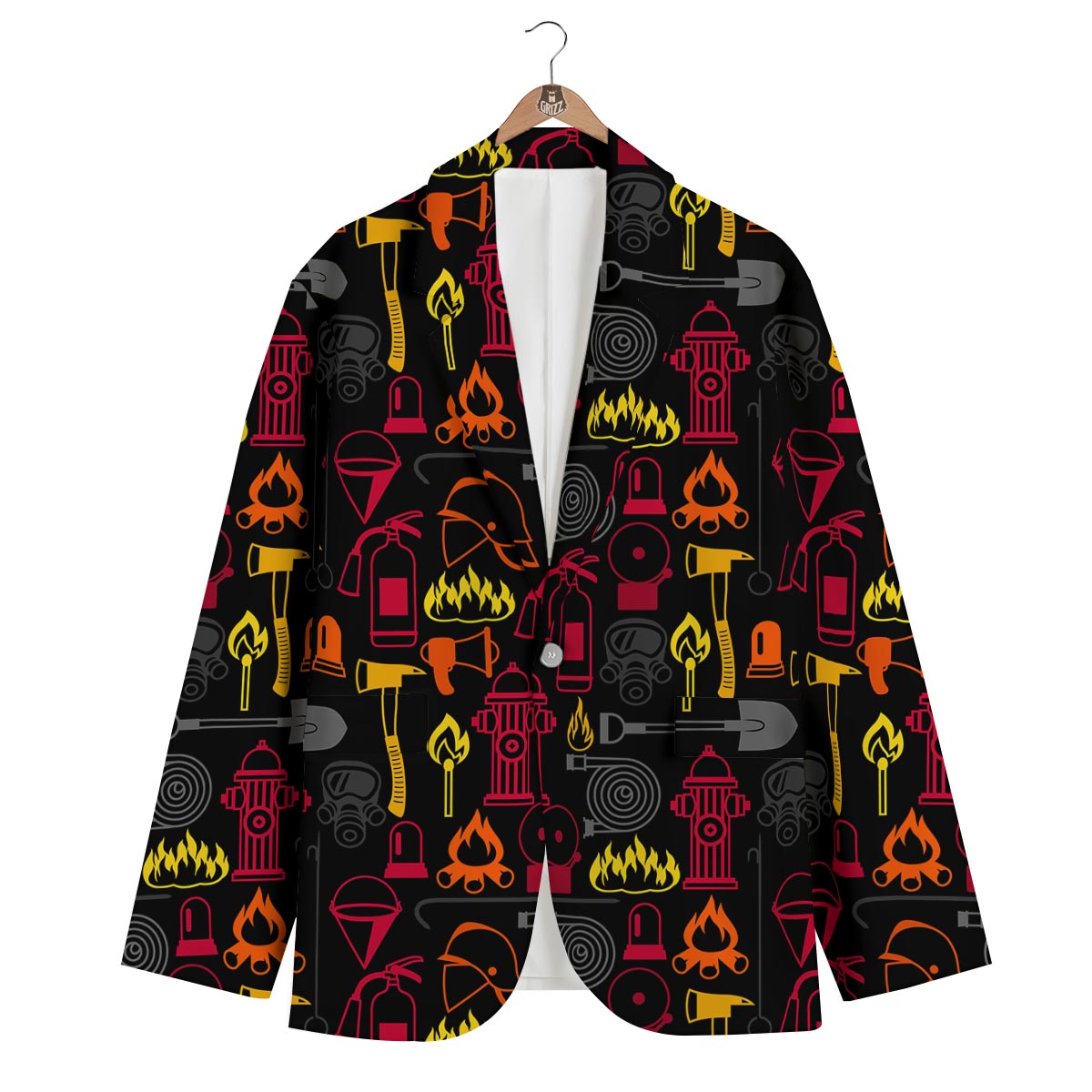 Print Pattern Firefighter Men's Blazer-grizzshop