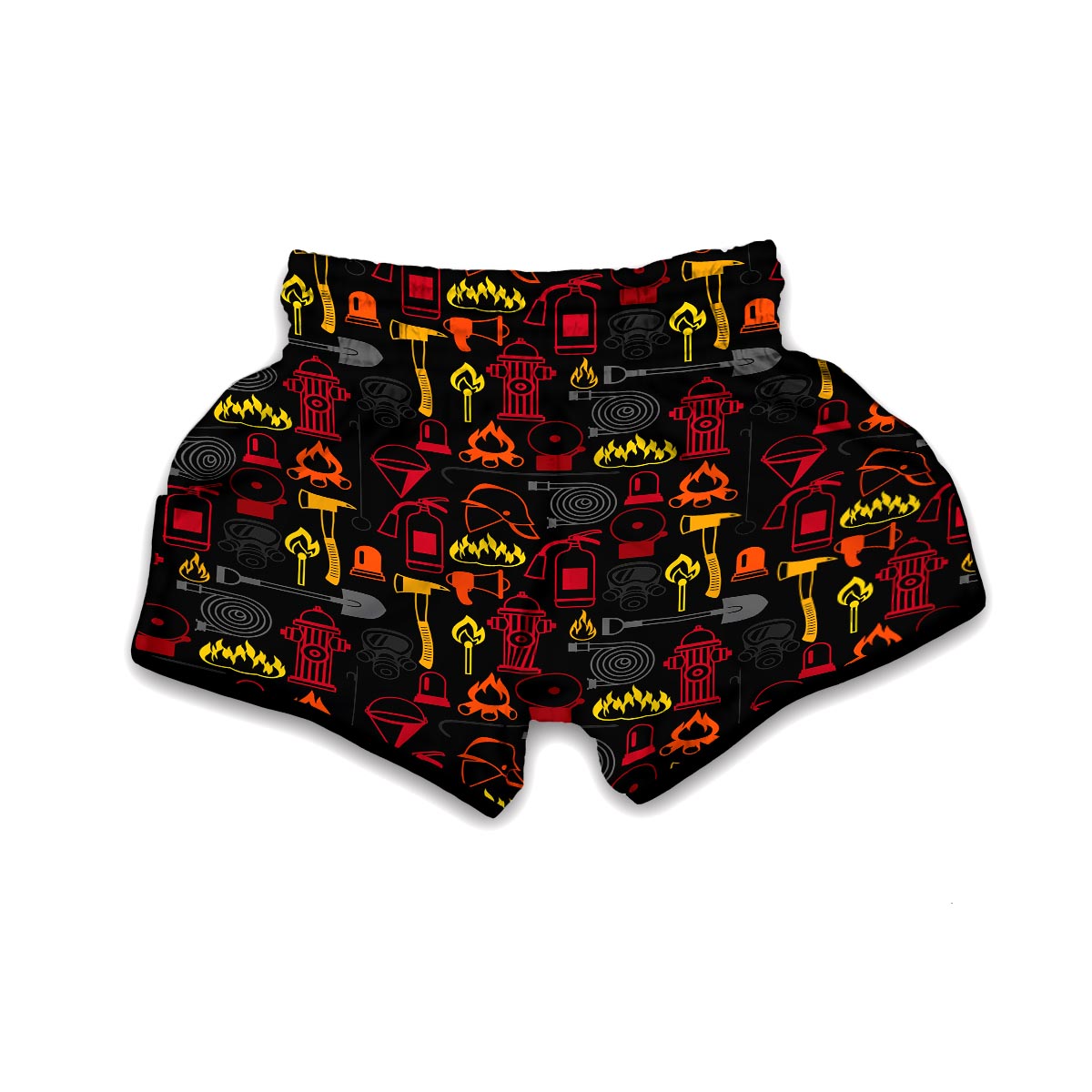 Print Pattern Firefighter Muay Thai Boxing Shorts-grizzshop