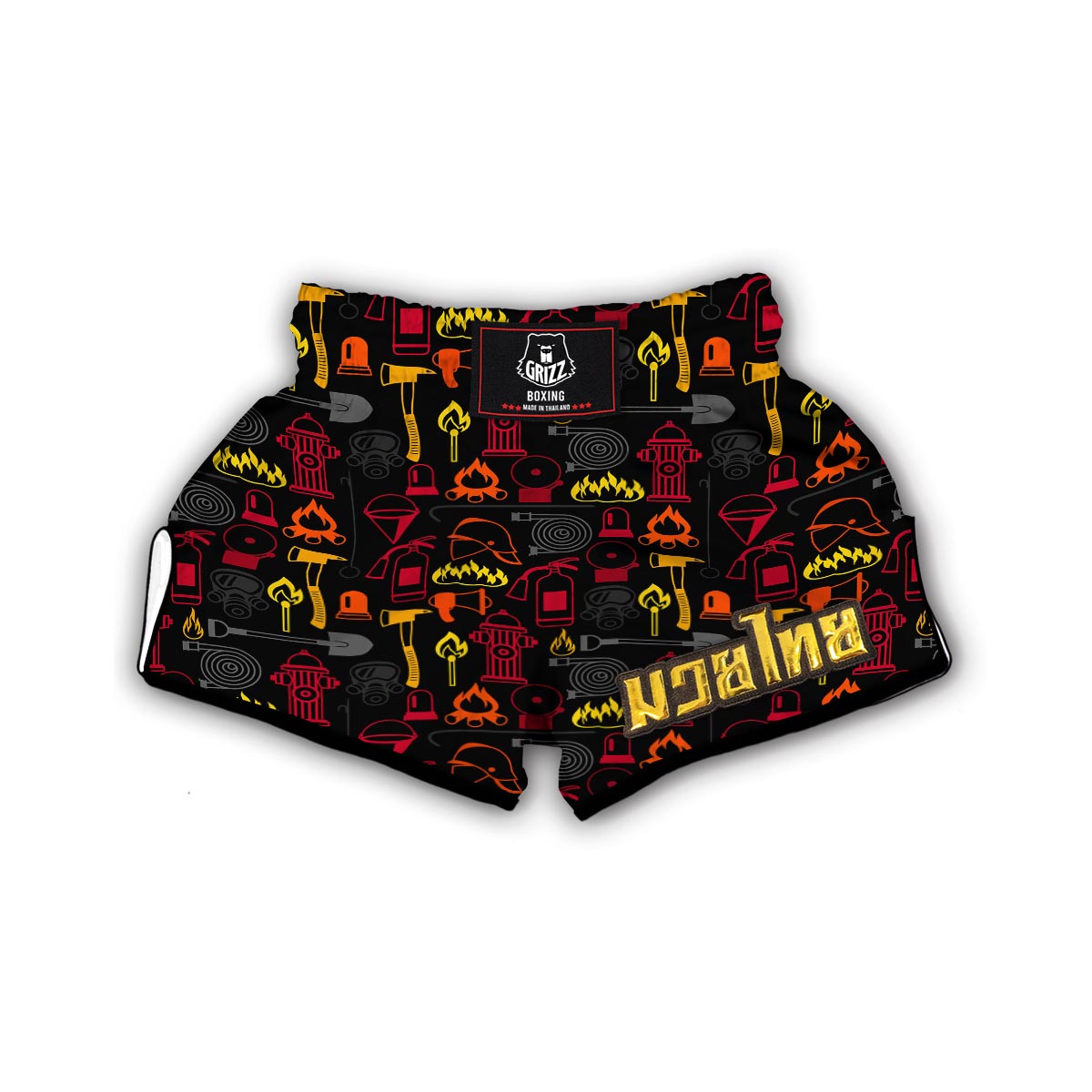 Print Pattern Firefighter Muay Thai Boxing Shorts-grizzshop