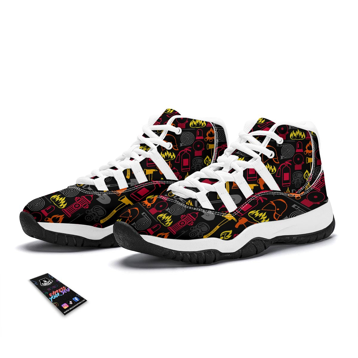 Print Pattern Firefighter White Bball Shoes-grizzshop