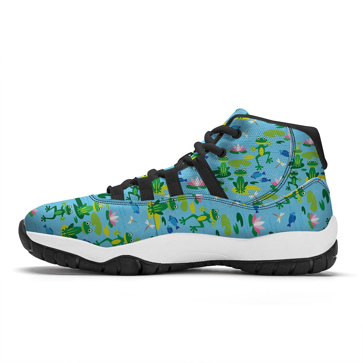 Print Pattern Frog Black Bball Shoes-grizzshop