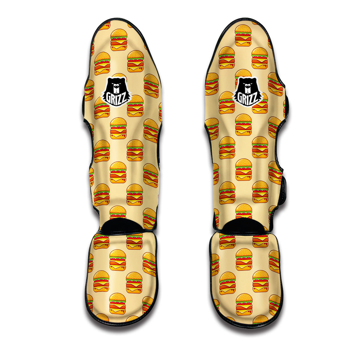 Print Pattern Hamburger Muay Thai Shin Guards-grizzshop