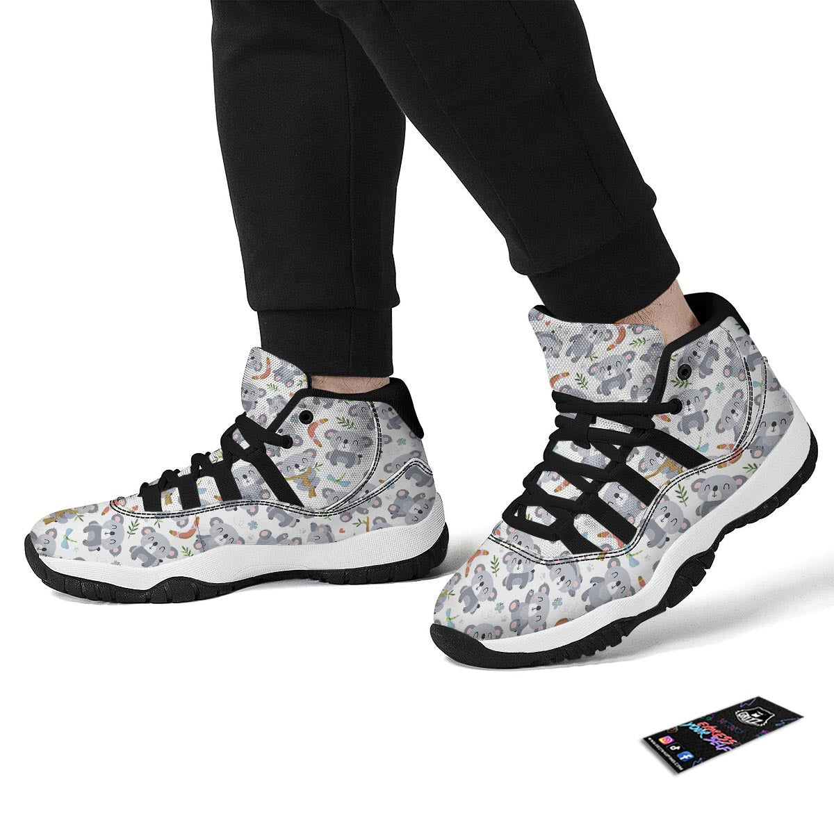 Print Pattern Koala Black Bball Shoes-grizzshop