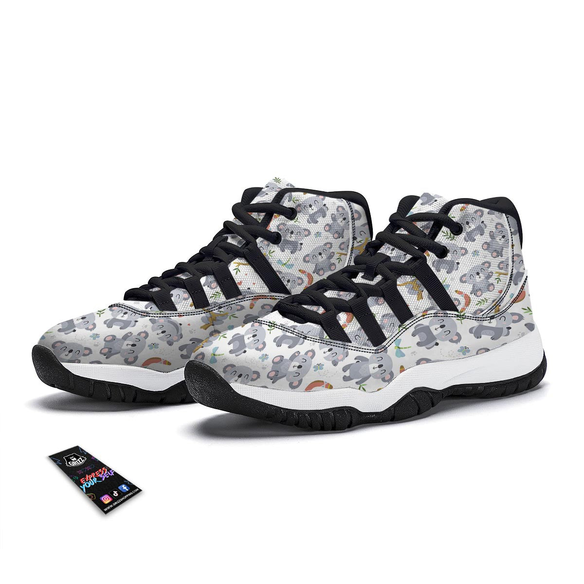 Print Pattern Koala Black Bball Shoes-grizzshop