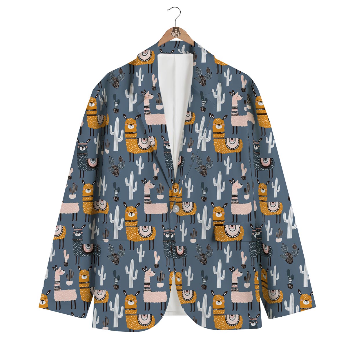 Print Pattern Llama Cactus Men's Blazer-grizzshop