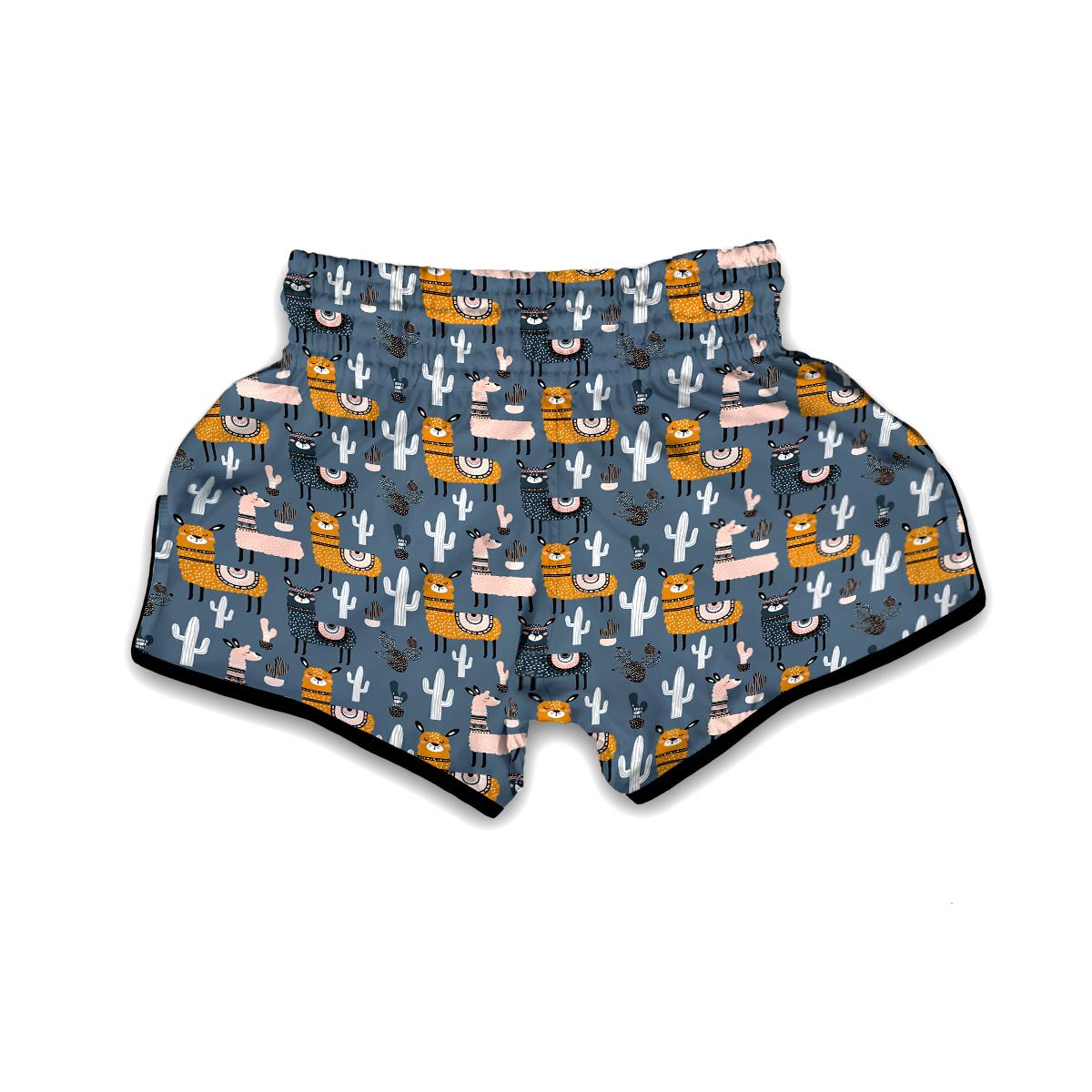 Print Pattern Llama Cactus Muay Thai Boxing Shorts-grizzshop