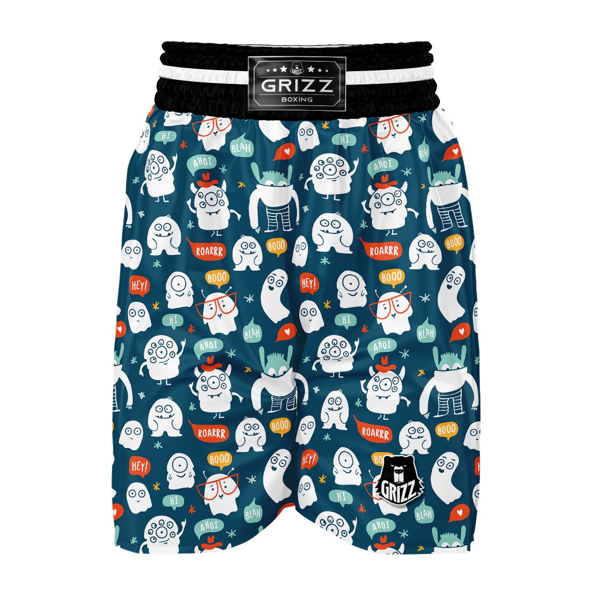 Print Pattern Monster Boxing Shorts-grizzshop