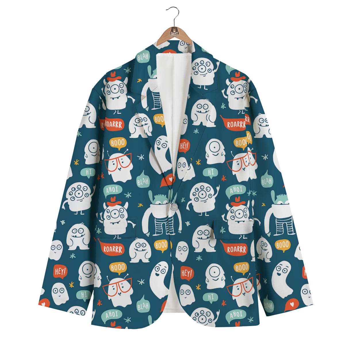 Print Pattern Monster Men's Blazer-grizzshop