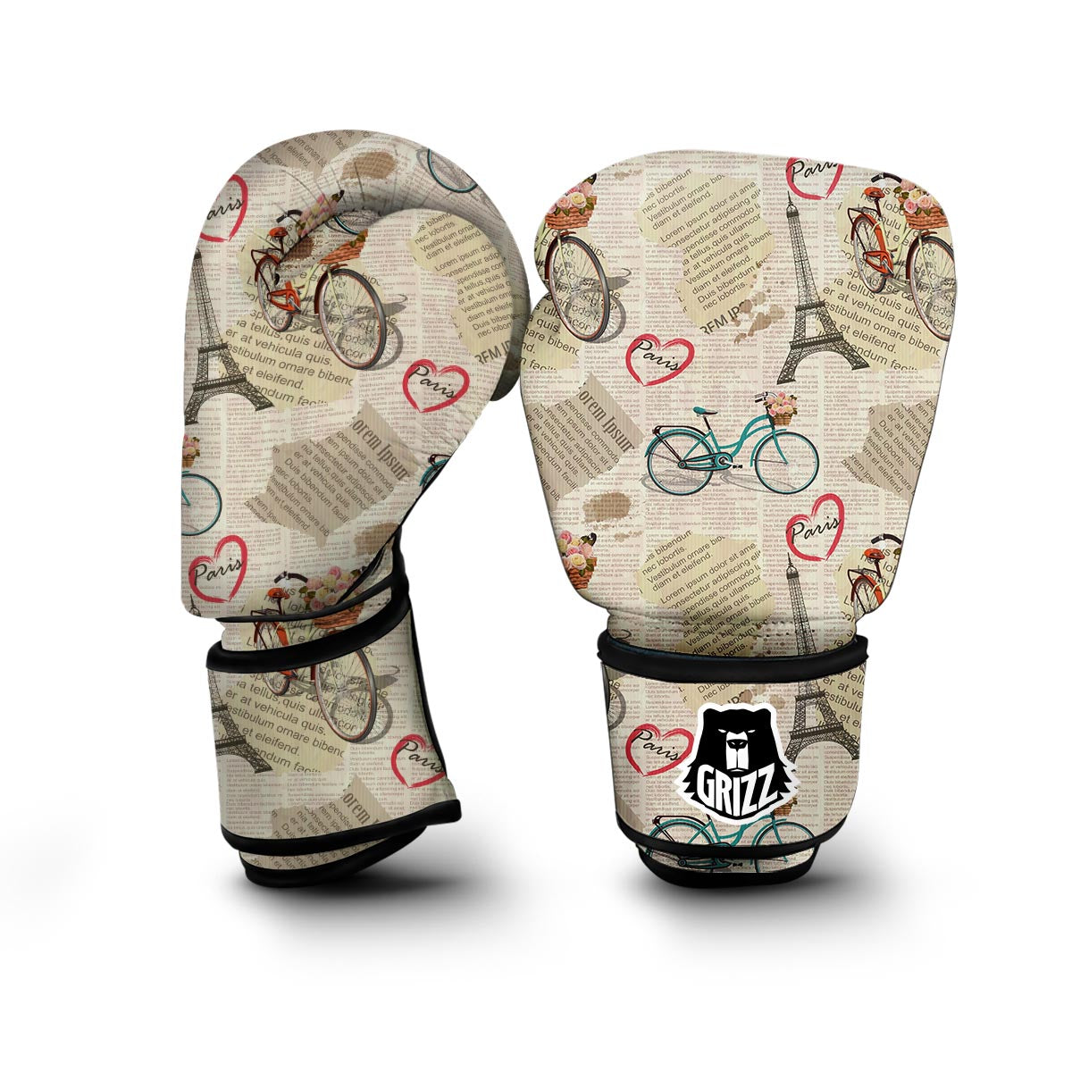 Print Pattern Newspaper Boxing Gloves-grizzshop