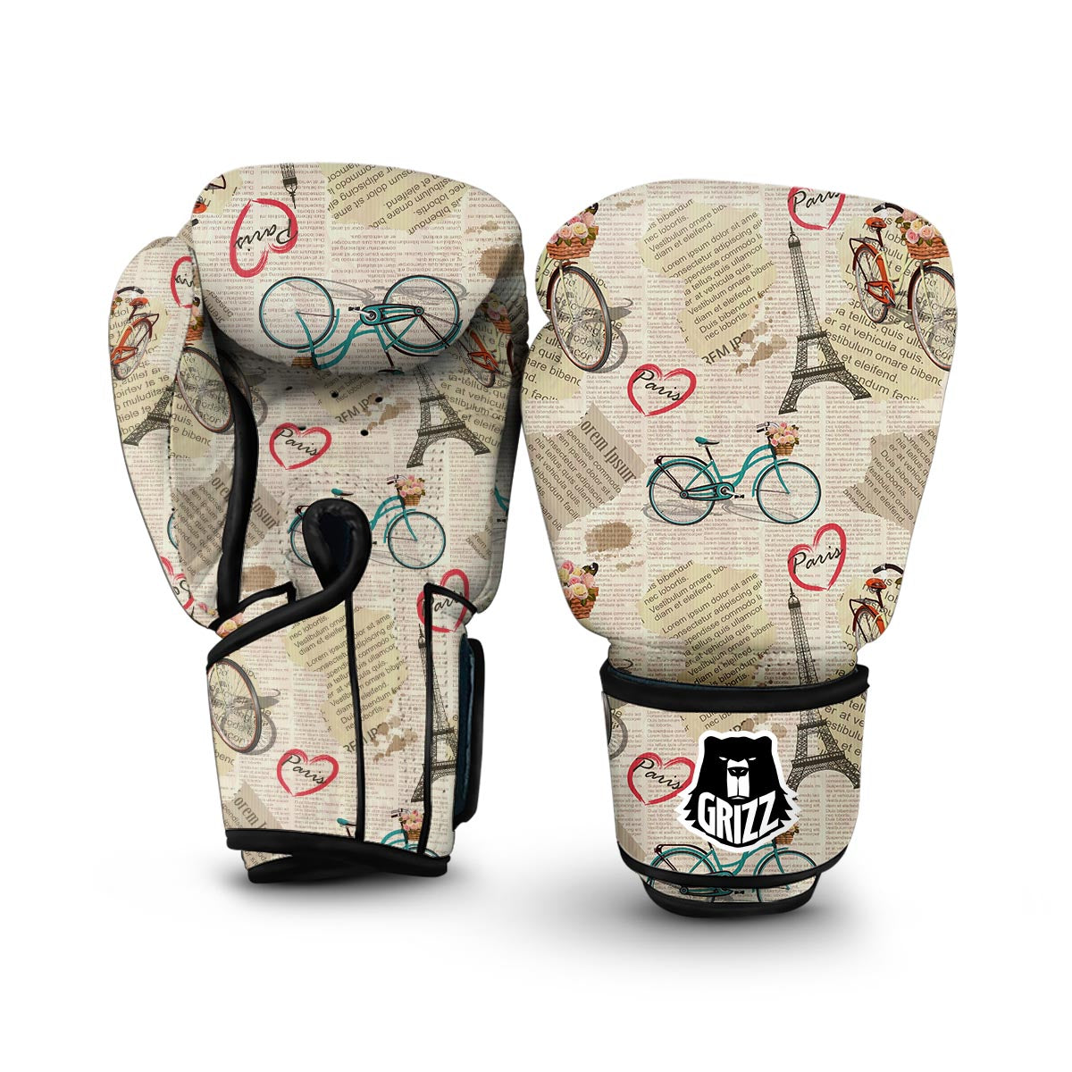 Print Pattern Newspaper Boxing Gloves-grizzshop