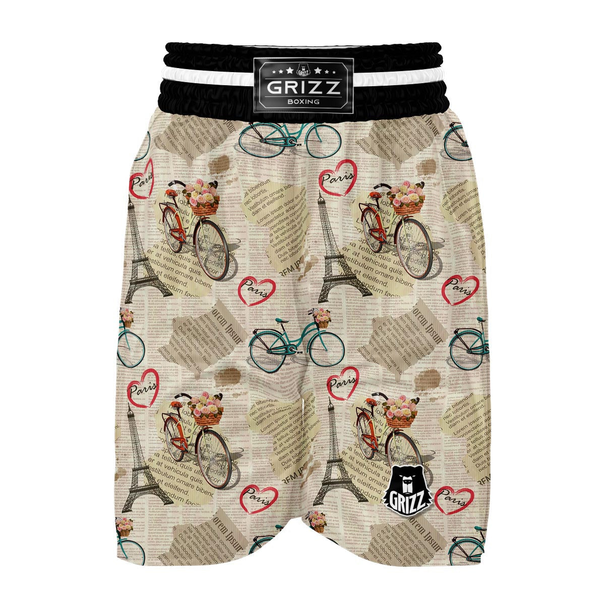 Print Pattern Newspaper Boxing Shorts-grizzshop