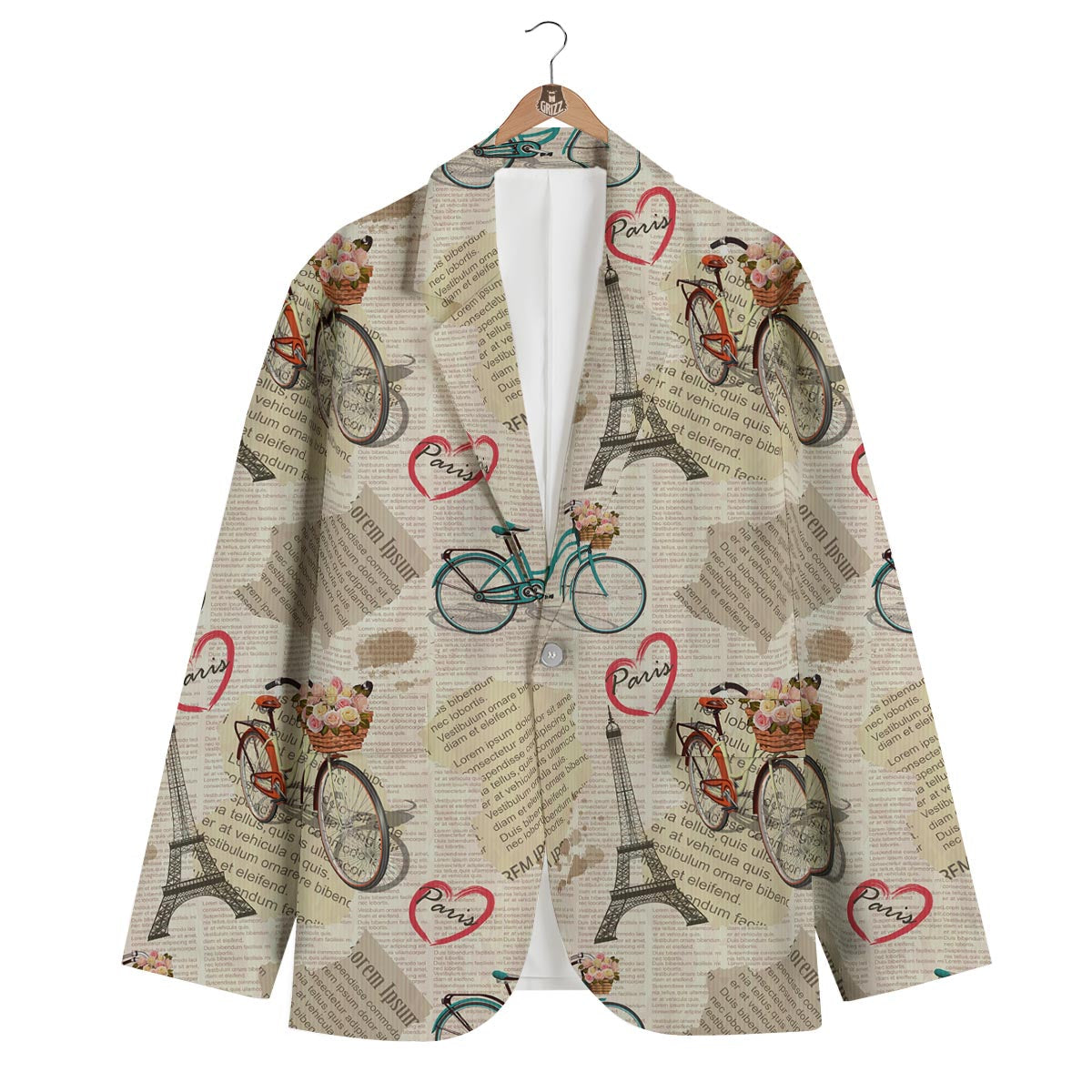 Print Pattern Newspaper Men's Blazer-grizzshop