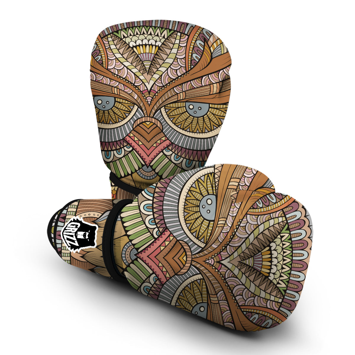 Print Pattern Owl Ornamental Boxing Gloves-grizzshop