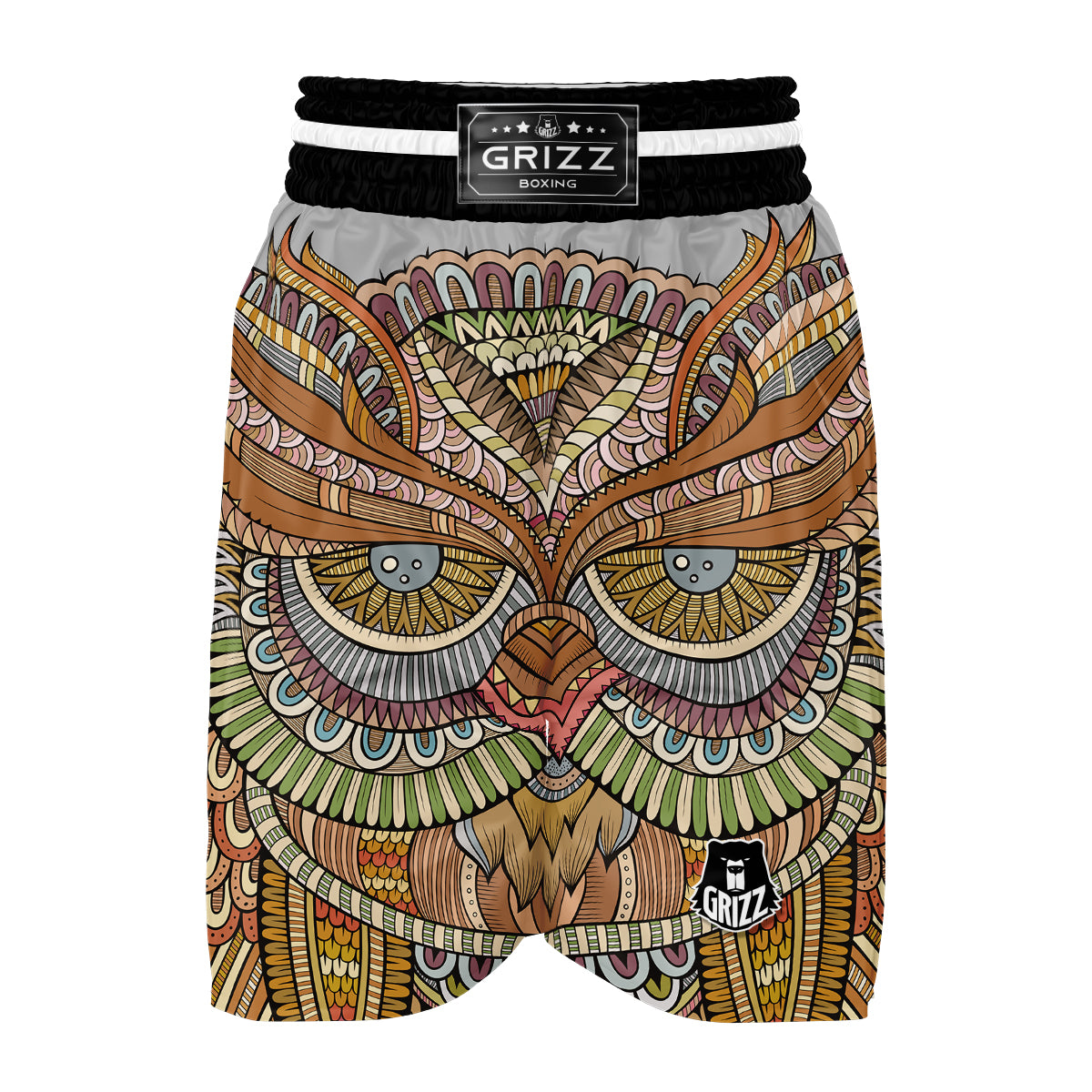 Print Pattern Owl Ornamental Boxing Shorts-grizzshop