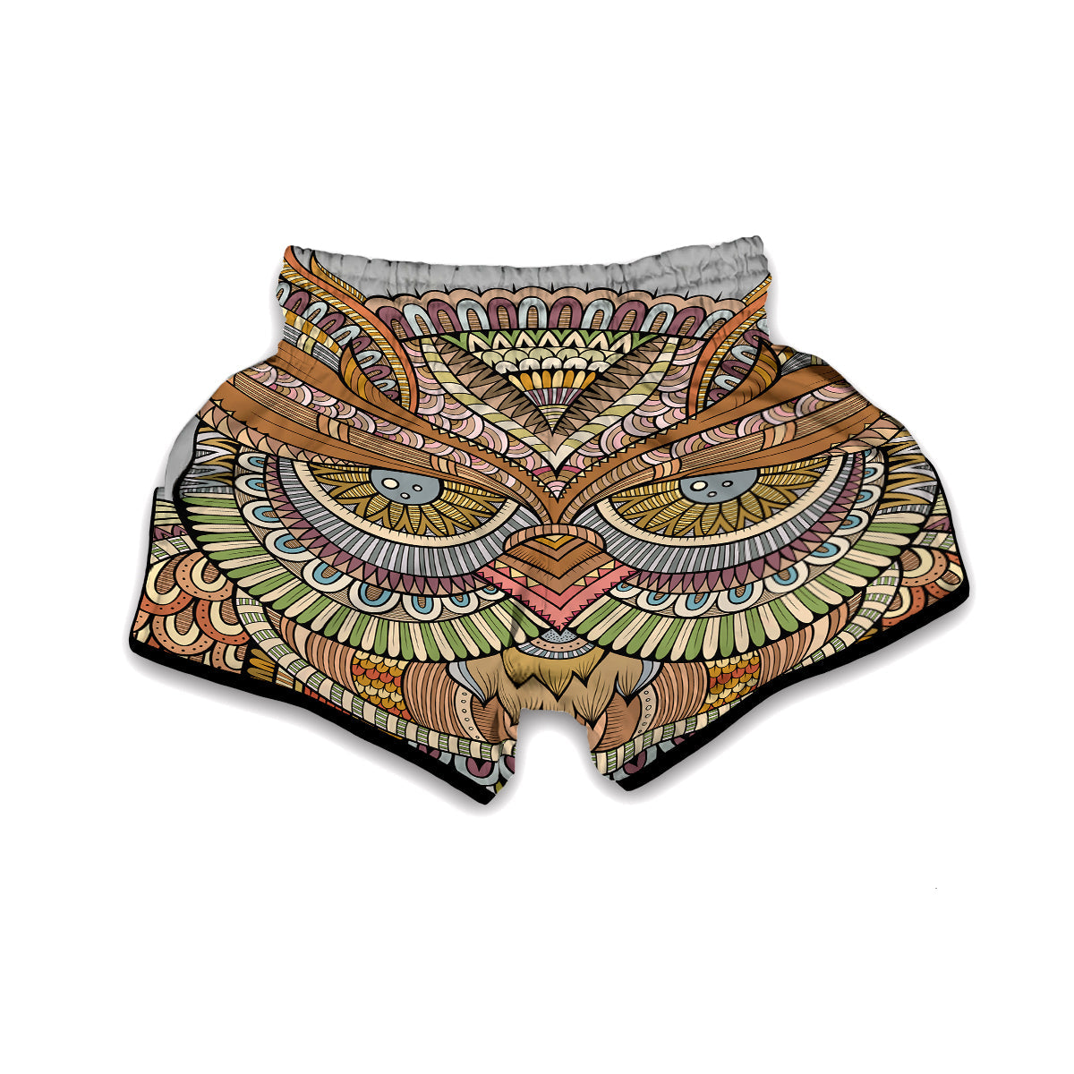 Print Pattern Owl Ornamental Muay Thai Boxing Shorts-grizzshop