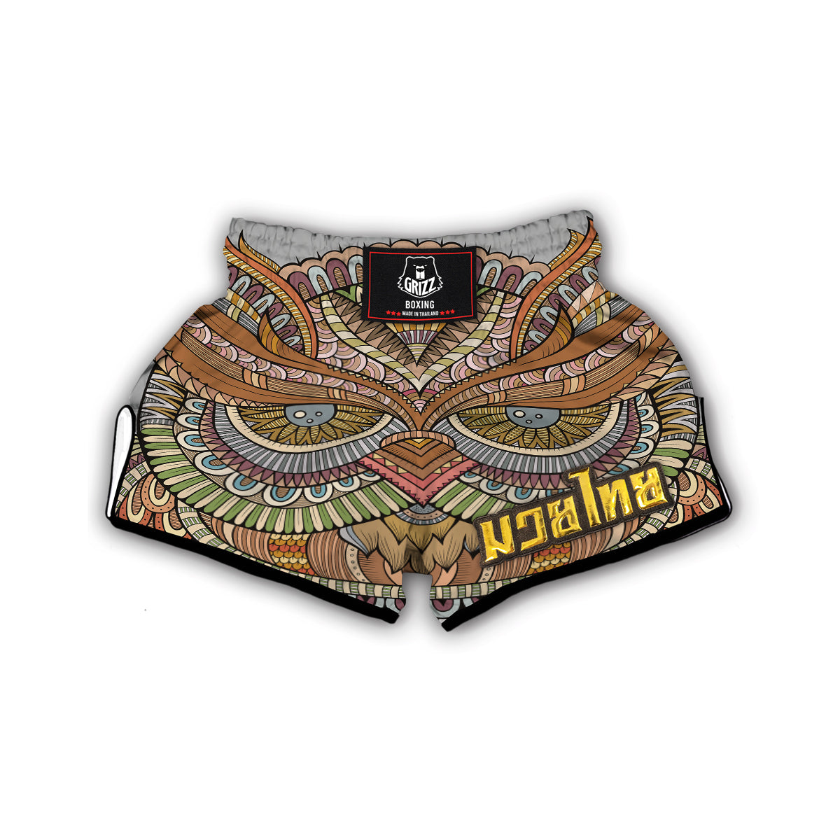 Print Pattern Owl Ornamental Muay Thai Boxing Shorts-grizzshop