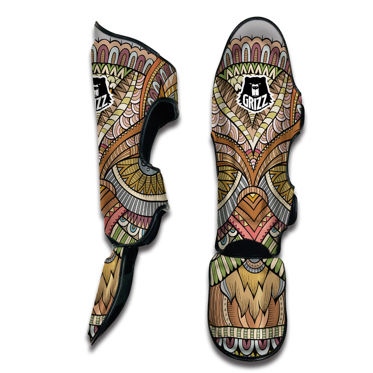 Print Pattern Owl Ornamental Muay Thai Shin Guards-grizzshop