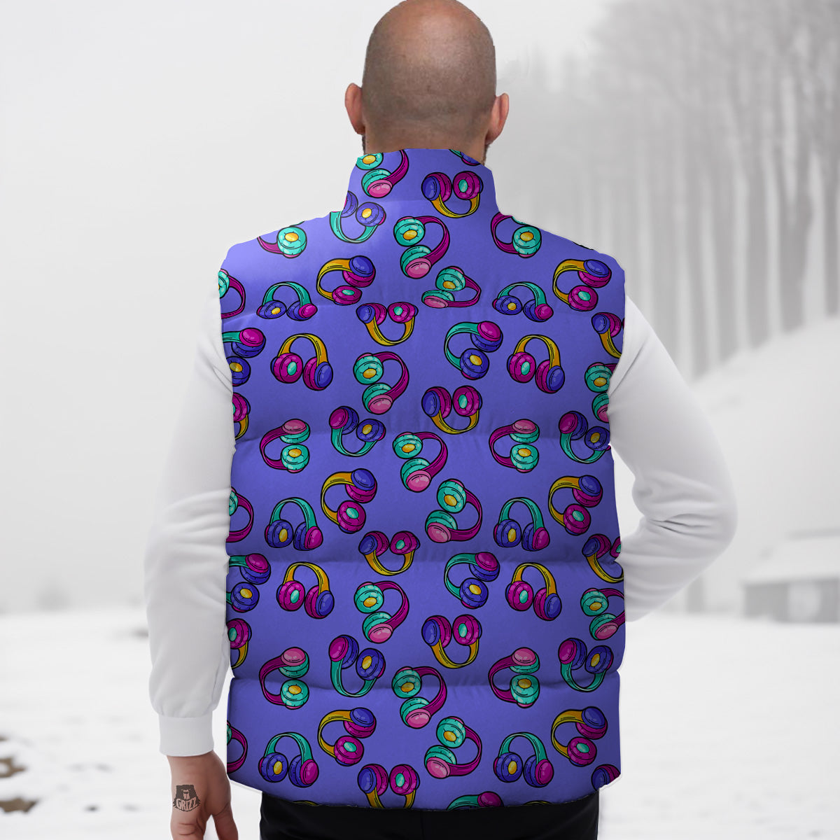 Print Pattern Pizza Down Vest