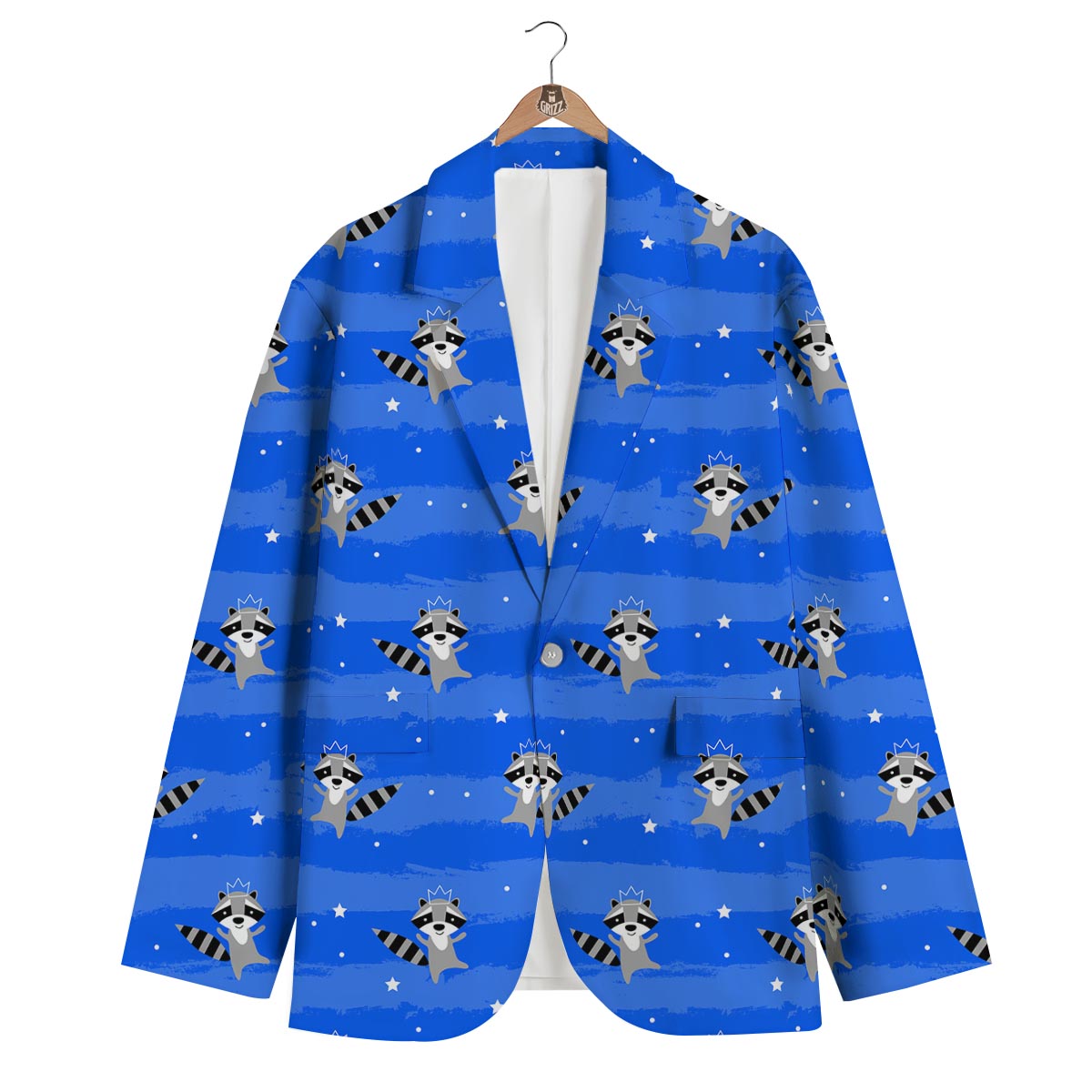Print Pattern Raccoon Men's Blazer-grizzshop
