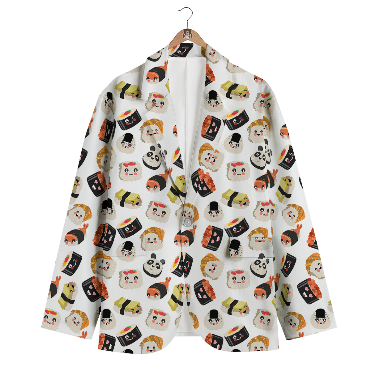 Print Pattern Sushi Men's Blazer-grizzshop