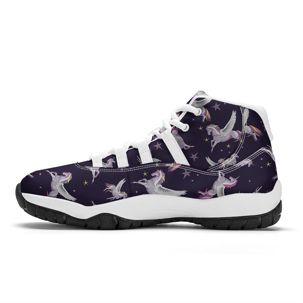 Print Pattern Unicorn White Bball Shoes-grizzshop