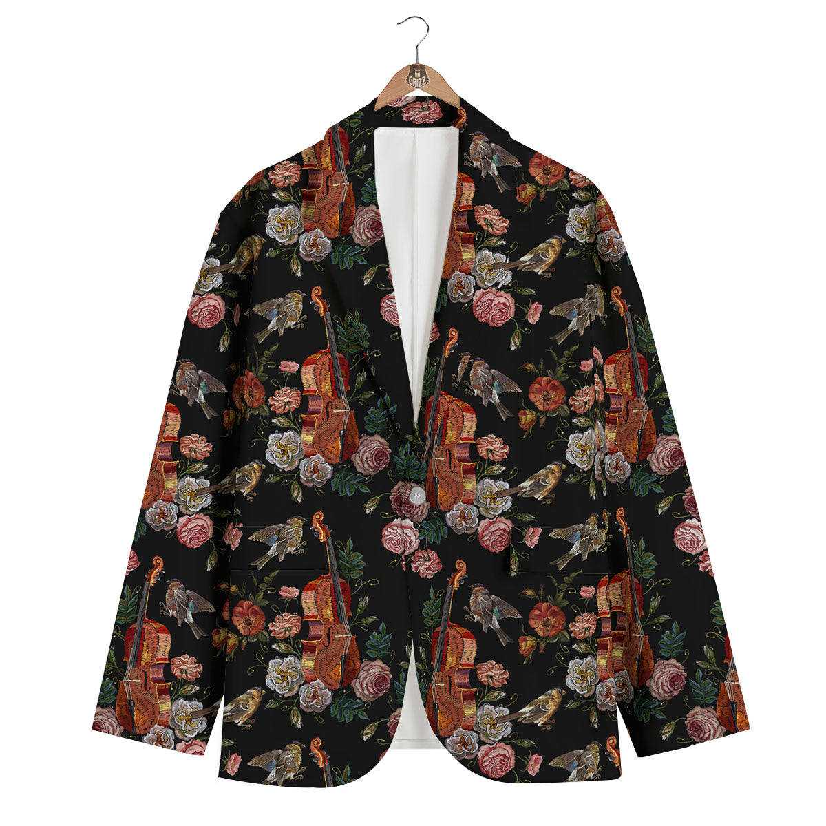 Print Pattern Violin Men's Blazer-grizzshop