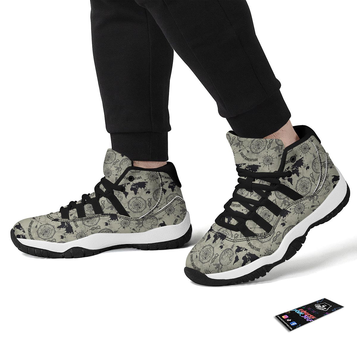 Print Pattern World Map Black Bball Shoes-grizzshop