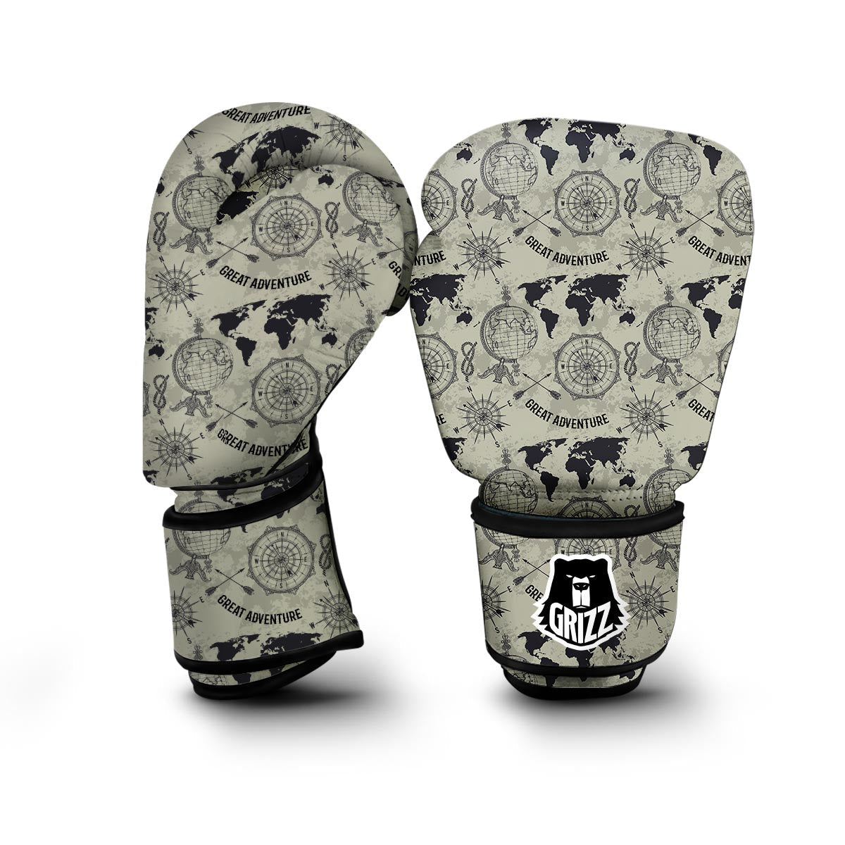 Print Pattern World Map Boxing Gloves-grizzshop