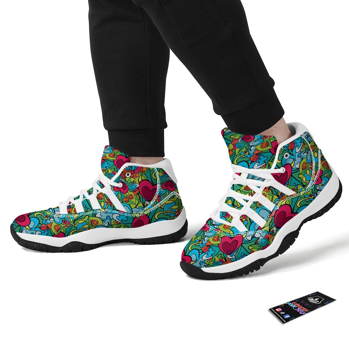 Print PatternTrippy White Bball Shoes-grizzshop