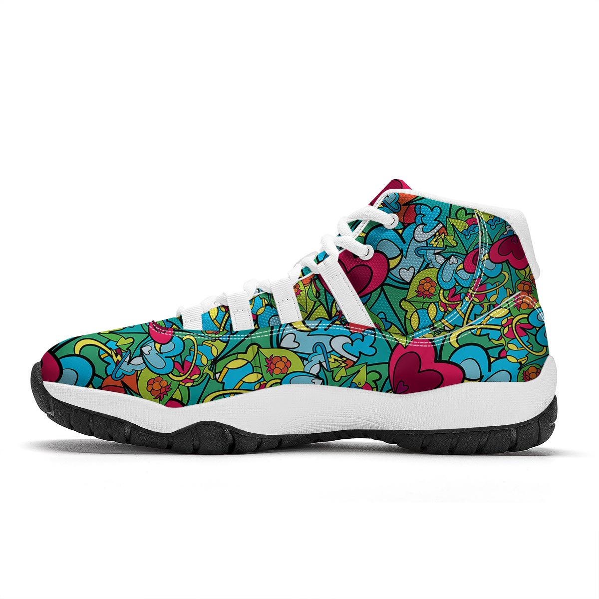 Print PatternTrippy White Bball Shoes-grizzshop