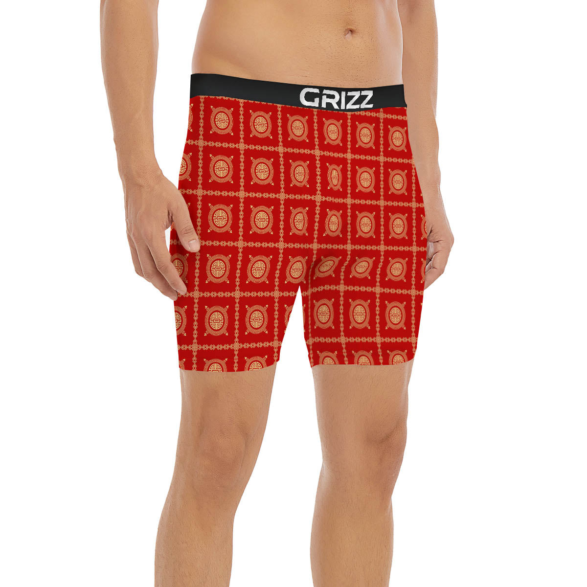 Prosperity Symbol Chinese Print Pattern Boxer Briefs-grizzshop