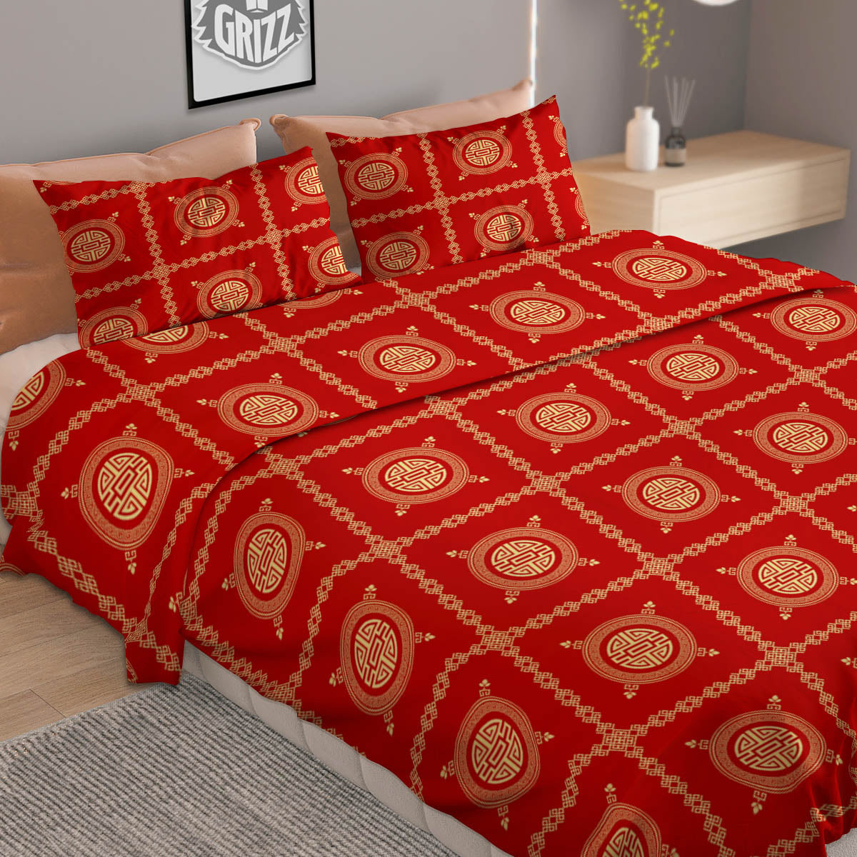 Pink Flower And Frida Kahlo Print Duvet Cover Bedding Set
