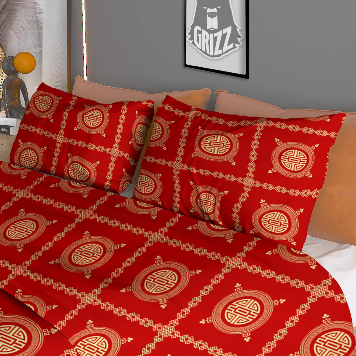 Pink Flower And Frida Kahlo Print Duvet Cover Bedding Set