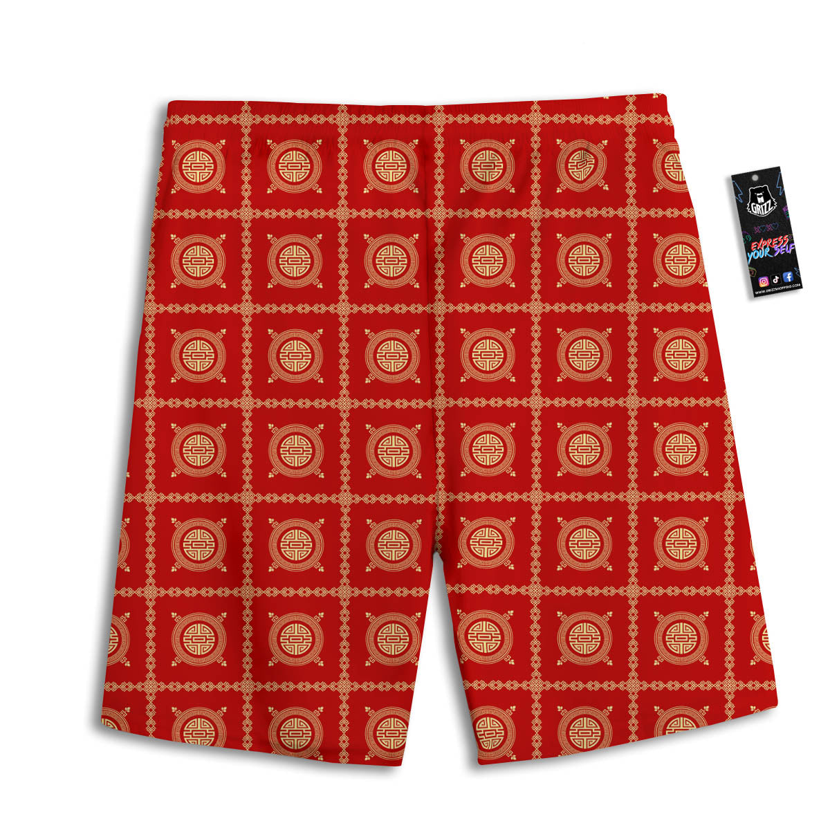 Prosperity Symbol Chinese Print Pattern Men's Athletic Shorts