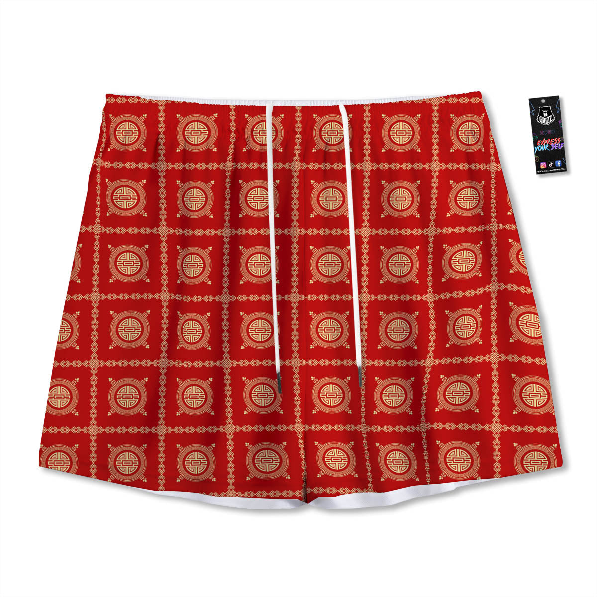 Pink Flower And Frida Kahlo Print Mesh Shorts