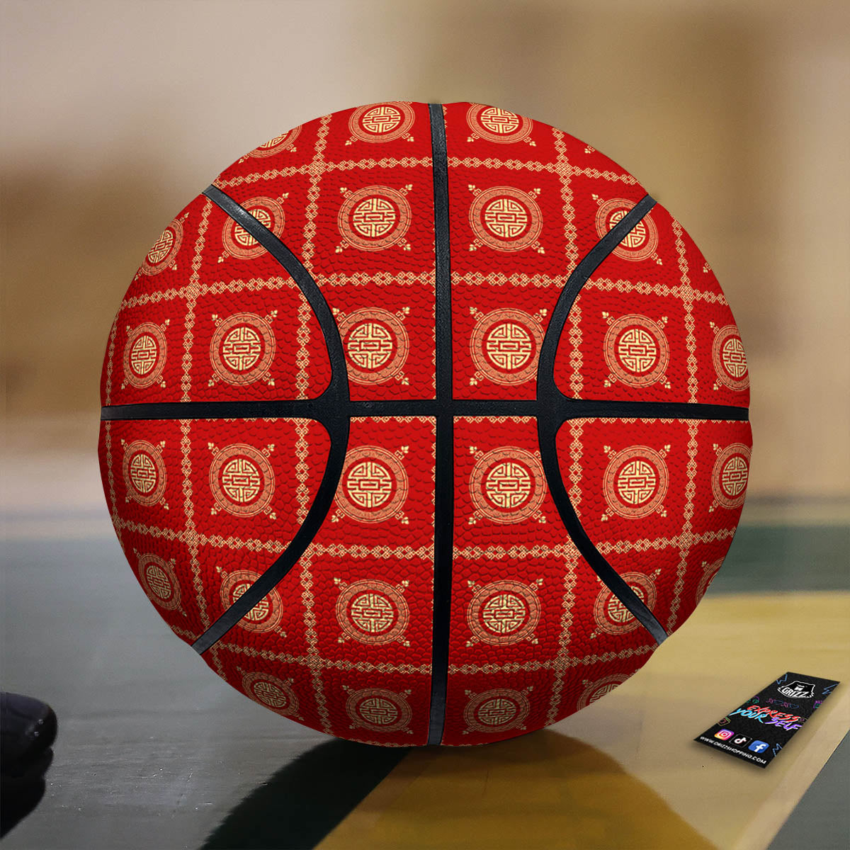 Prosperity Symbol Chinese Print Pattern Basketball