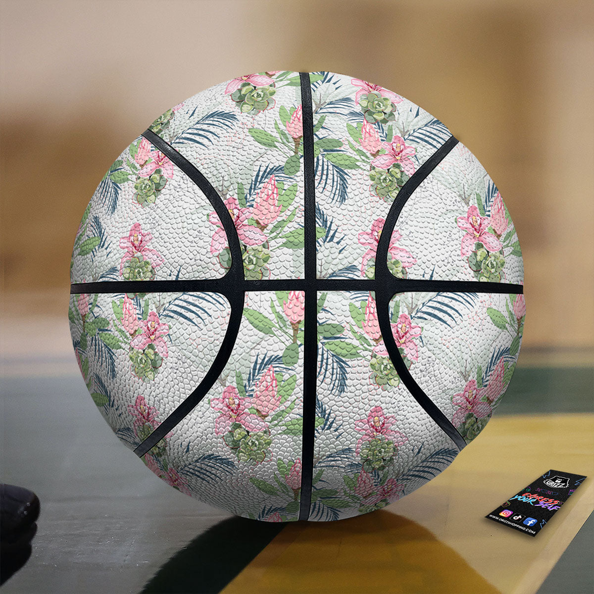 Protea Pink Print Pattern Basketball-grizzshop